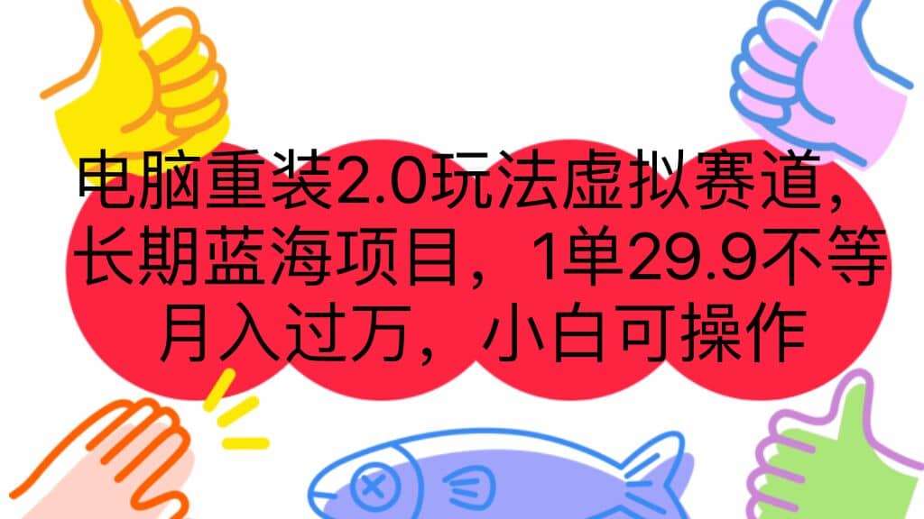 电脑重装2.0玩法虚拟赛道，长期蓝海项目 一单29.9不等 月入过万 小白可操作-瑞创网