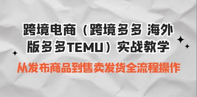 跨境电商（跨境多多 海外版多多TEMU）实操教学 从发布商品到售卖发货全流程-瑞创网