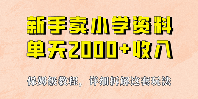 我如何通过卖小学资料，实现单天2000 ，实操项目，保姆级教程 资料 工具-瑞创网