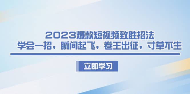 2023爆款短视频致胜招法，学会一招，瞬间起飞，卷王出征，寸草不生-瑞创网