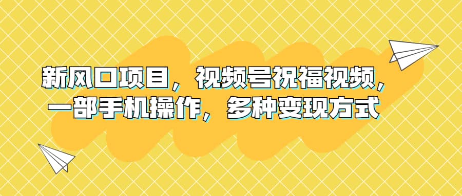 新风口项目，视频号祝福视频，一部手机操作，多种变现方式-瑞创网