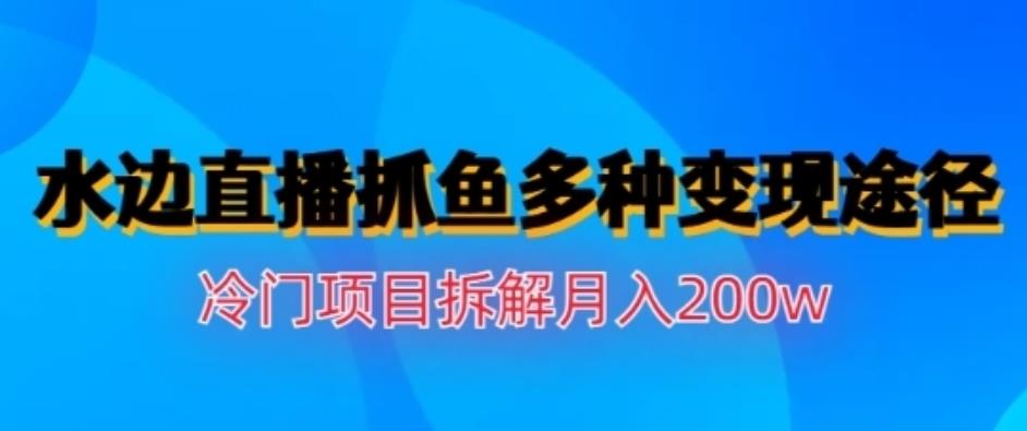 水边直播抓鱼，多种变现途径冷门项目，月入200w拆解【揭秘】-瑞创网