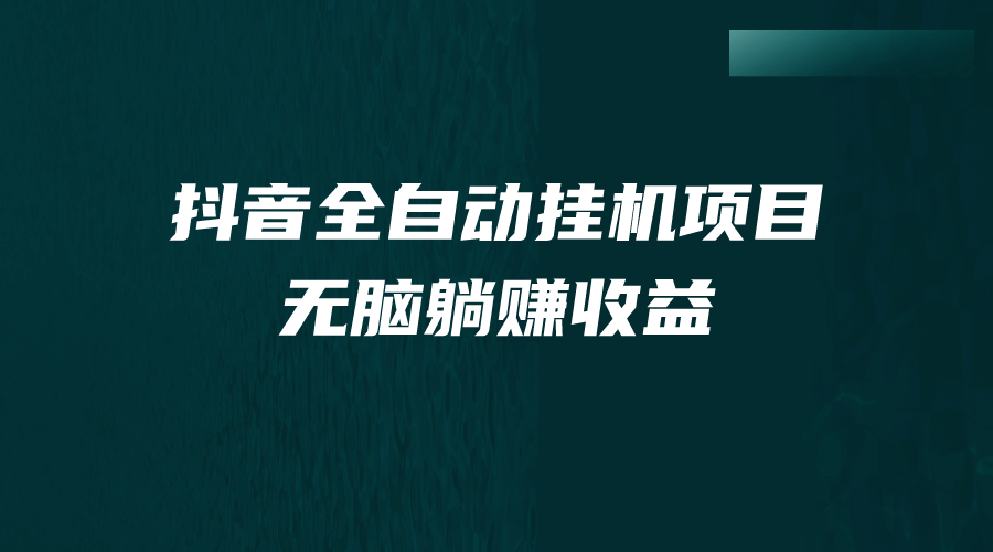 抖音全自动挂机薅羊毛，单号一天5-500＋，纯躺赚不用任何操作-瑞创网