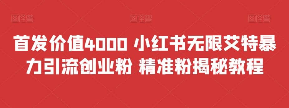 首发价值4000 小红书无限艾特暴力引流创业粉 精准粉揭秘教程-瑞创网