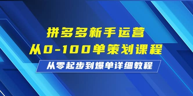 拼多多新手运营从0-100单策划课程，从零起步到爆单详细教程-瑞创网