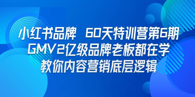 小红书品牌 60天特训营第6期 GMV2亿级品牌老板都在学 教你内容营销底层逻辑-瑞创网