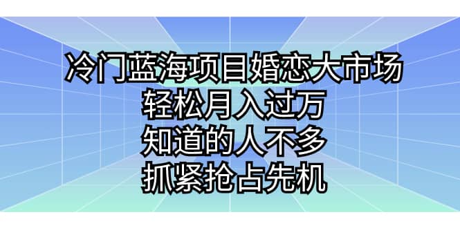 冷门蓝海项目婚恋大市场，轻松月入过万，知道的人不多，抓紧抢占先机-瑞创网