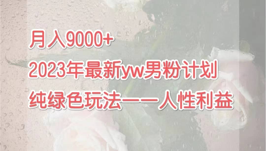 月入9000 2023年9月最新yw男粉计划绿色玩法——人性之利益-瑞创网