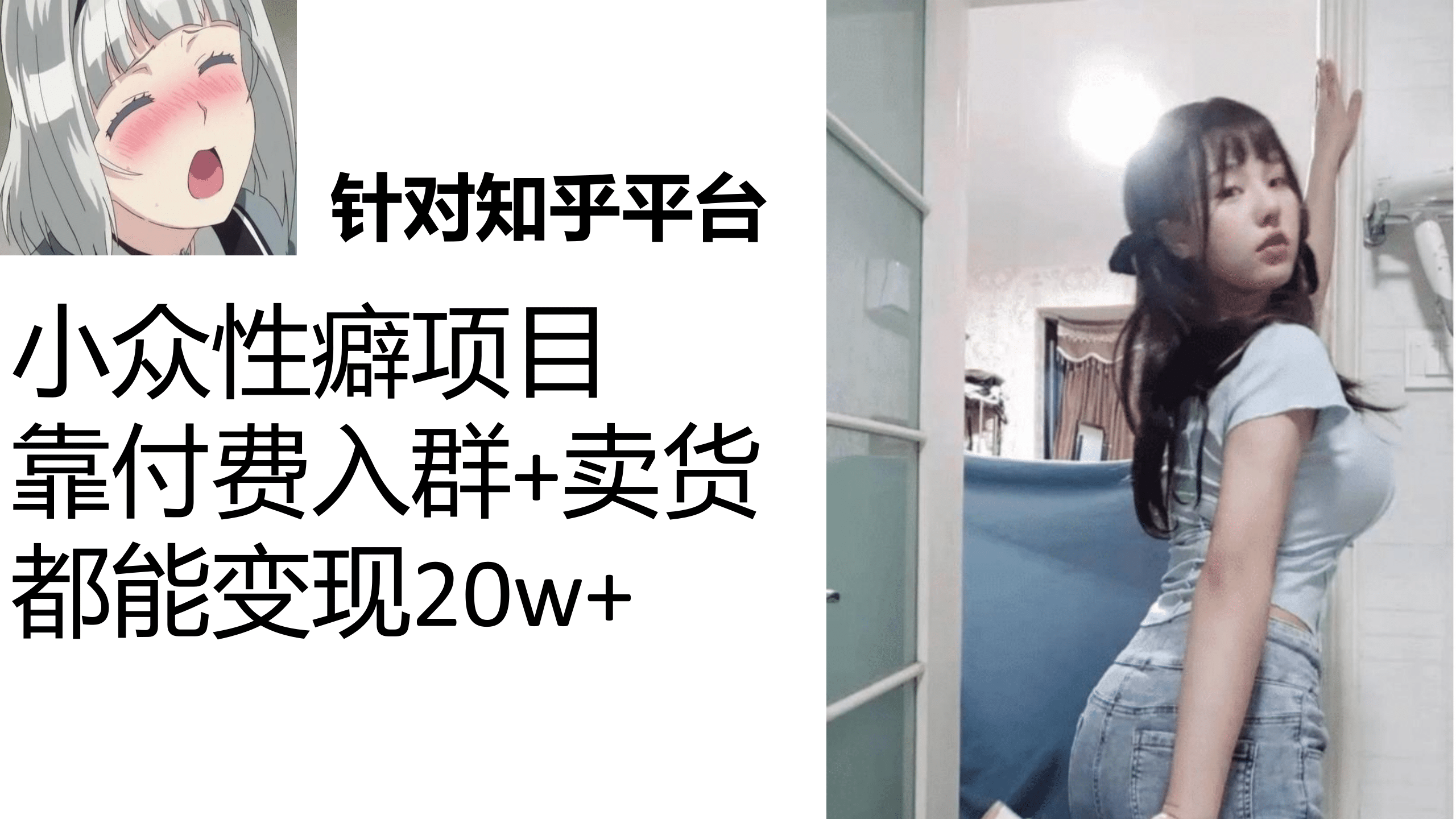 知乎小众性癖项目，Lsp的钱才是最好赚的，付费建群 卖货变现20w-瑞创网