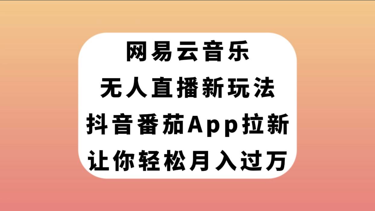 网易云音乐无人直播新玩法，抖音番茄APP拉新，让你轻松月入过万-瑞创网