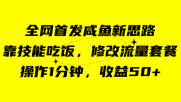 咸鱼冷门新玩法，靠“技能吃饭”，修改流量套餐，操作1分钟，收益50-瑞创网