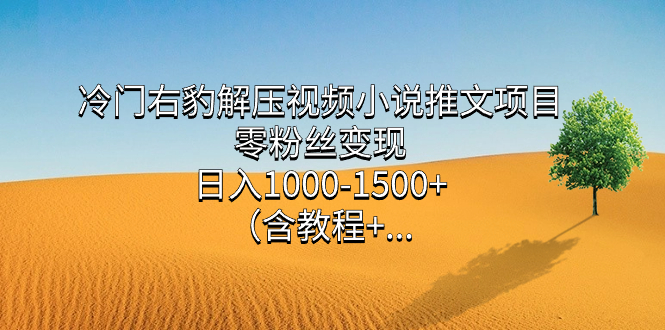 冷门右豹解压视频小说推文项目，零粉丝变现，日入1000-1500 （含教程）-瑞创网