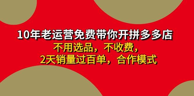 拼多多-合作开店日入4000+两天销量过百单，无学费、老运营教操作、小白…-瑞创网