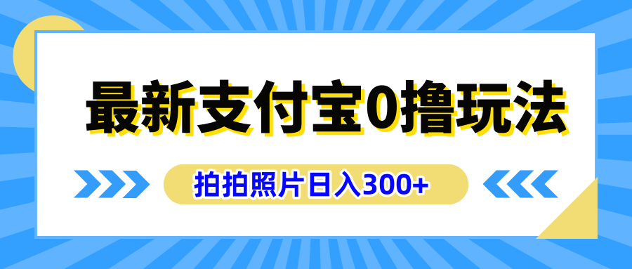 最新支付宝0撸玩法，拍照轻松赚收益，日入300+有手机就能做-瑞创网