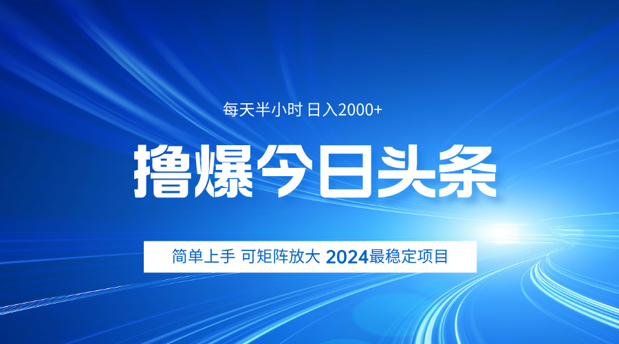 撸爆今日头条，简单无脑日入2000+-瑞创网