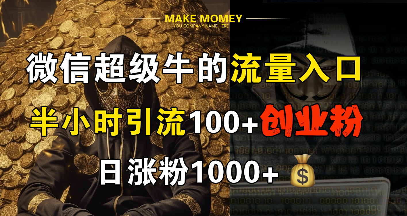 微信超级牛的流量入口，半小时引流100+创业粉，日涨粉1000+-瑞创网