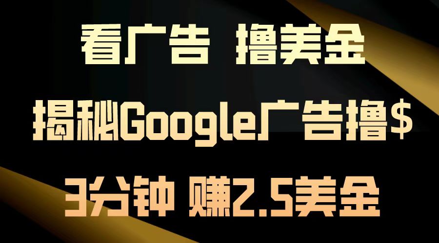 看广告，撸美金！3分钟赚2.5美金！日入200美金不是梦！揭秘Google广告撸美金全攻略！-瑞创网