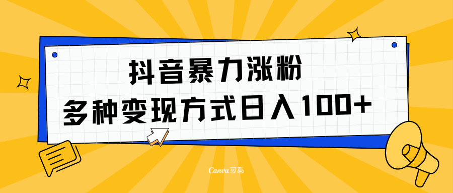 抖音暴力涨粉：多方式变现 日入100+-瑞创网