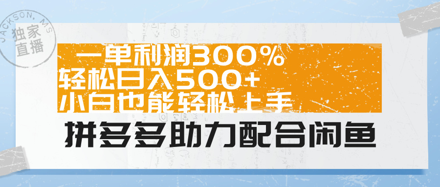 拼多多助力配合闲鱼 一单利润300% 轻松日入500+ 小白也能轻松上手！-瑞创网