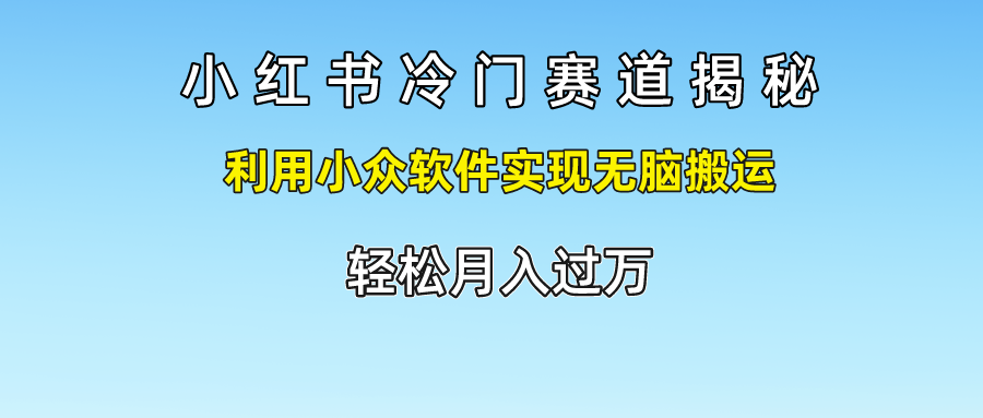 小红书冷门赛道揭秘,轻松月入过万，利用小众软件实现无脑搬运，-瑞创网