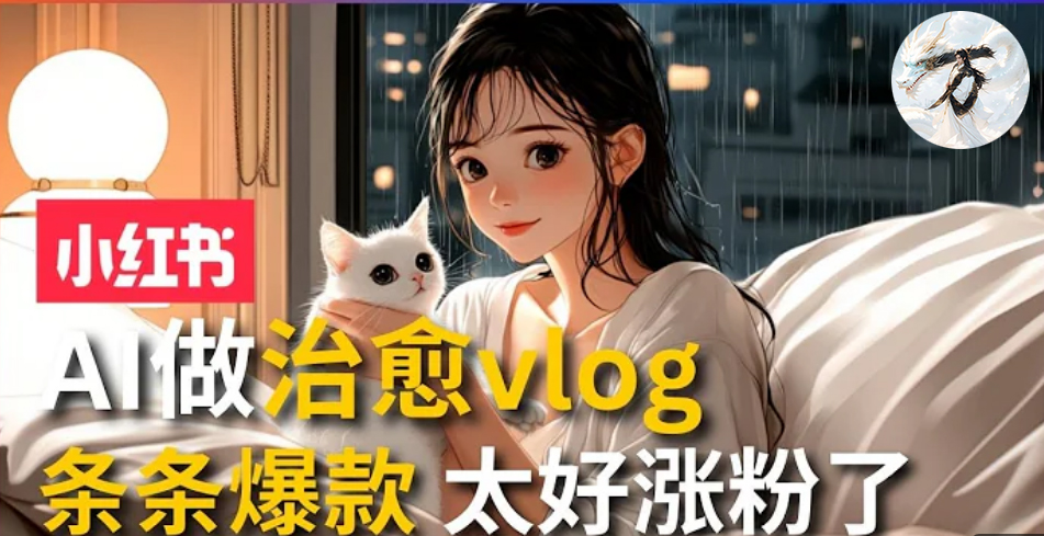 AI治愈系vlog动画视频，小红书7天 涨粉破千，商单报价1500+，0成本制作，日入2000+，有手就会 -瑞创网