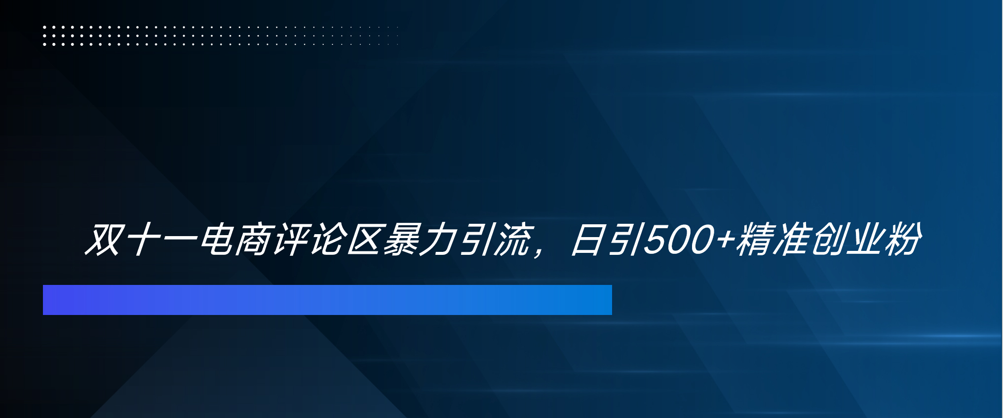 双十一电商评论区暴力引流，日引500+精准创业粉！！！-瑞创网