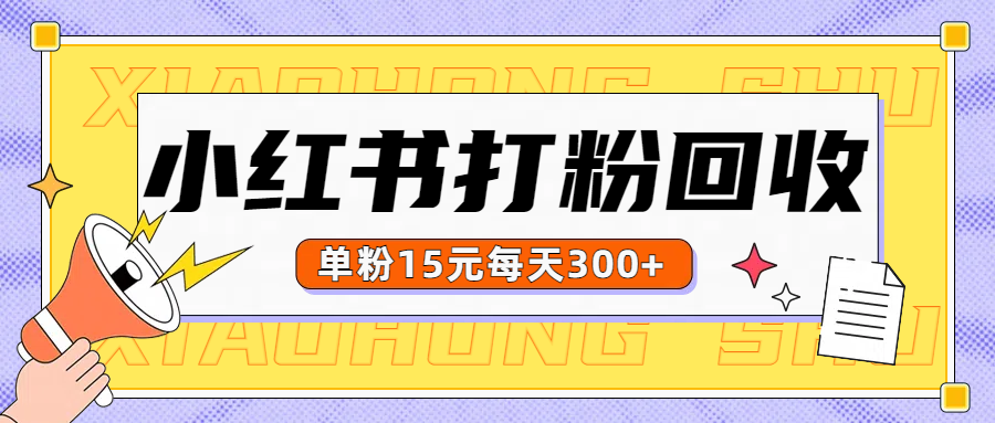 小红书打粉，单粉15元回收每天300+-瑞创网