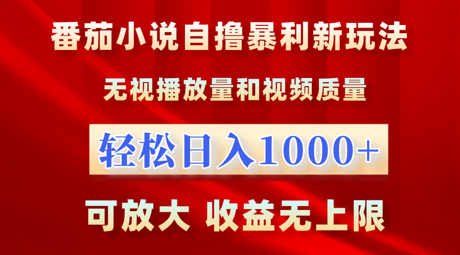 番茄小说自撸暴利新玩法！无视播放量，轻松日入1000+，可放大，收益无上限！-瑞创网