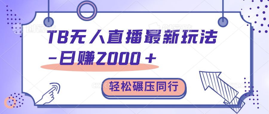 TB无人直播碾压同行最新玩法，轻松日入1000+，学到就是赚到。-瑞创网