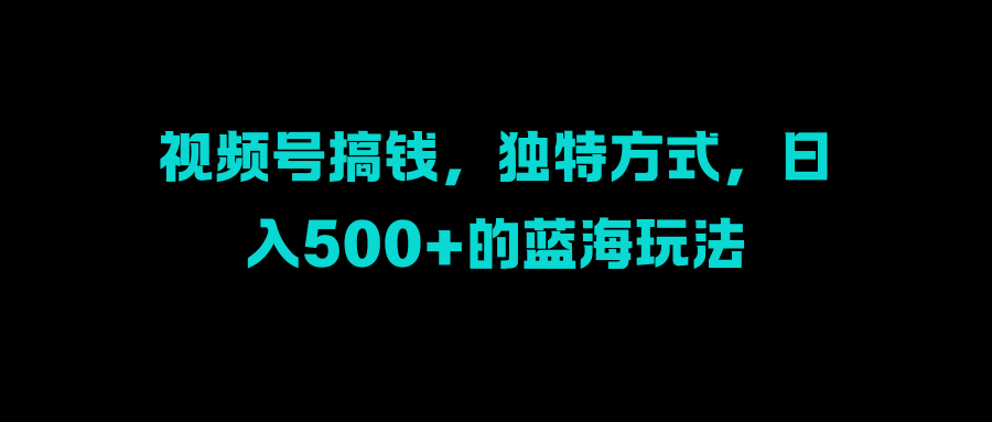 视频号搞钱，独特方式，日入500+的蓝海玩法-瑞创网