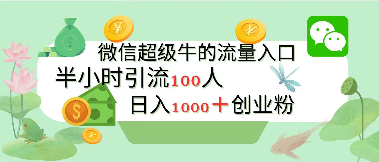 新的引流变现阵地，微信超级牛的流量入口，半小时引流100人，日入1000+创业粉-瑞创网