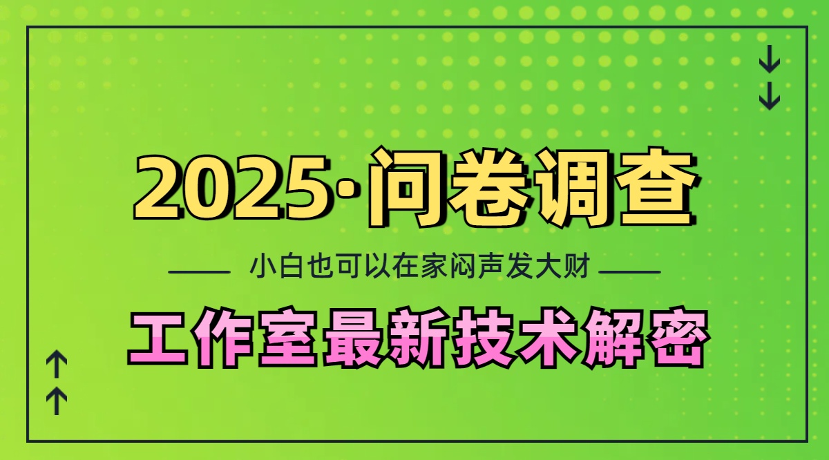 2025《问卷调查》最新工作室技术解密：一个人在家也可以闷声发大财，小白一天200+，可矩阵放大-瑞创网