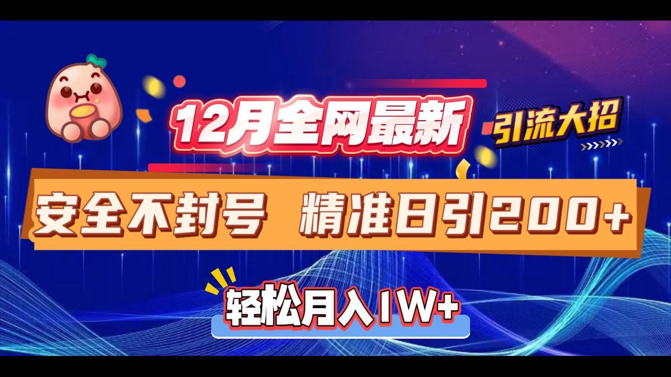 12月全网最新引流大招 安全不封号 日引精准粉200+-瑞创网