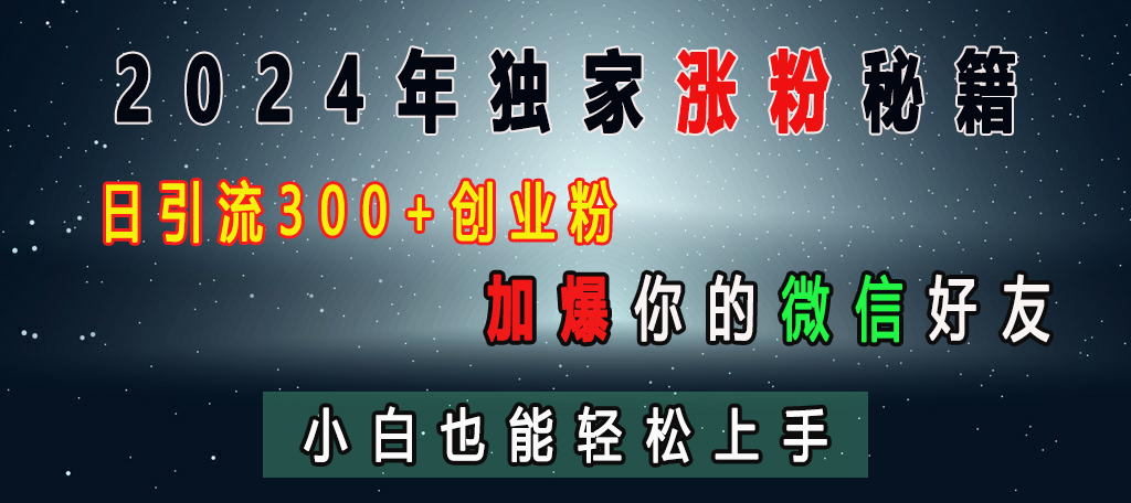 2024年独家涨粉秘籍，日引流300+创业粉，加爆你的微信好友，小白也能轻松上手-瑞创网