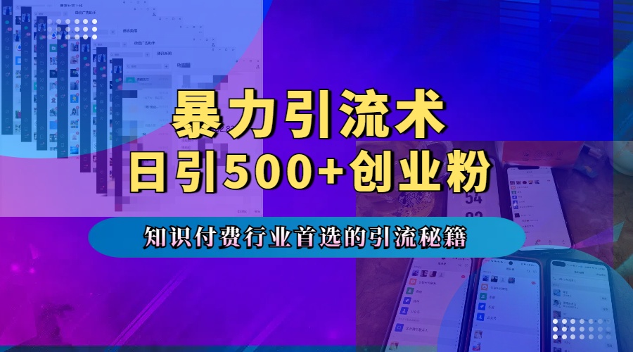 暴力引流术，专业知识付费行业首选的引流秘籍，一天暴流500+创业粉，五个手机流量接不完！-瑞创网