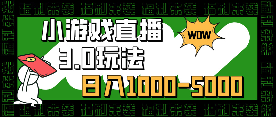 小游戏直播3.0玩法，日入1000-5000，30分钟学会-瑞创网