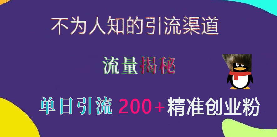 不为人知的引流渠道，流量揭秘，实测单日引流200+精准创业粉-瑞创网