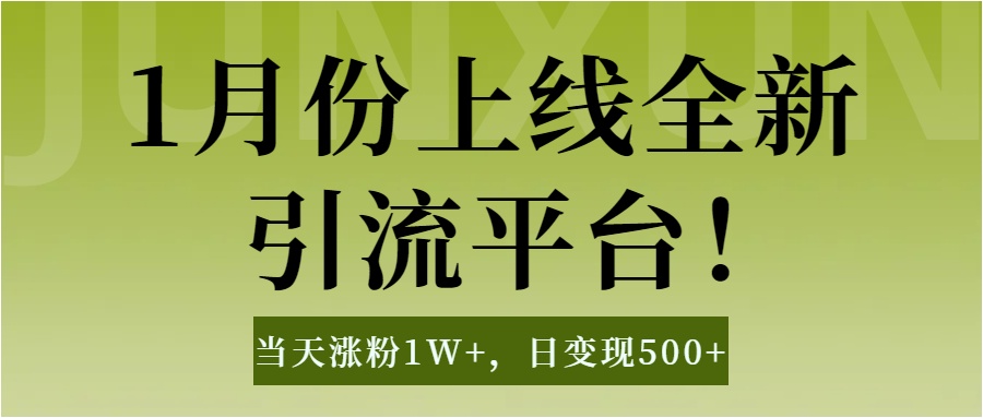 1月上线全新引流平台，当天涨粉1W+，日变现500+工具无脑涨粉，解放双手操作简单-瑞创网