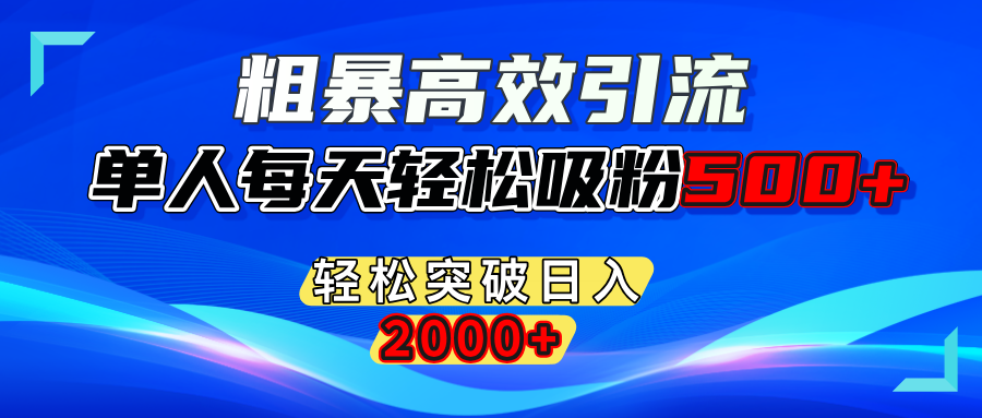 粗暴高效引流,单人每天轻松吸粉500+,轻松突破日入2000+-瑞创网