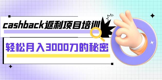 cashback返利项目培训：轻松月入3000刀的秘密（8节课）-瑞创网