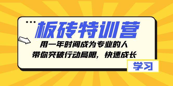 板砖特训营，用一年时间成为专业的人，带你突破行动局限，快速成长-瑞创网