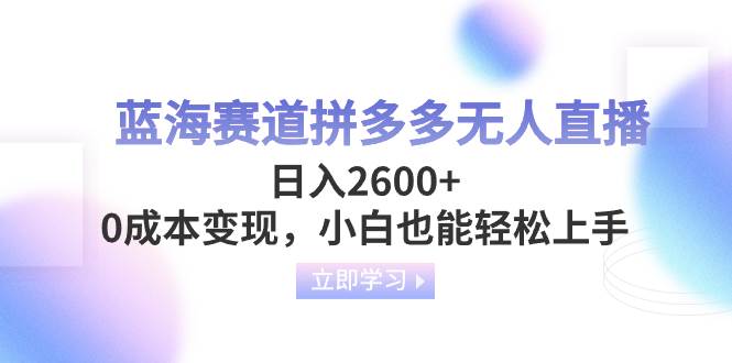 蓝海赛道拼多多无人直播，日入2600 ，0成本变现，小白也能轻松上手-瑞创网