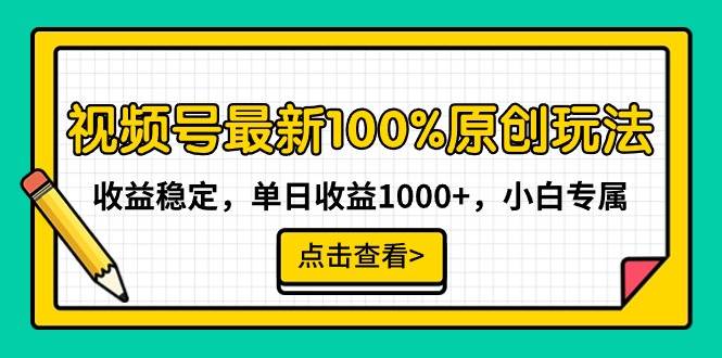 视频号最新100%原创玩法，收益稳定，单日收益1000+，小白专属-瑞创网