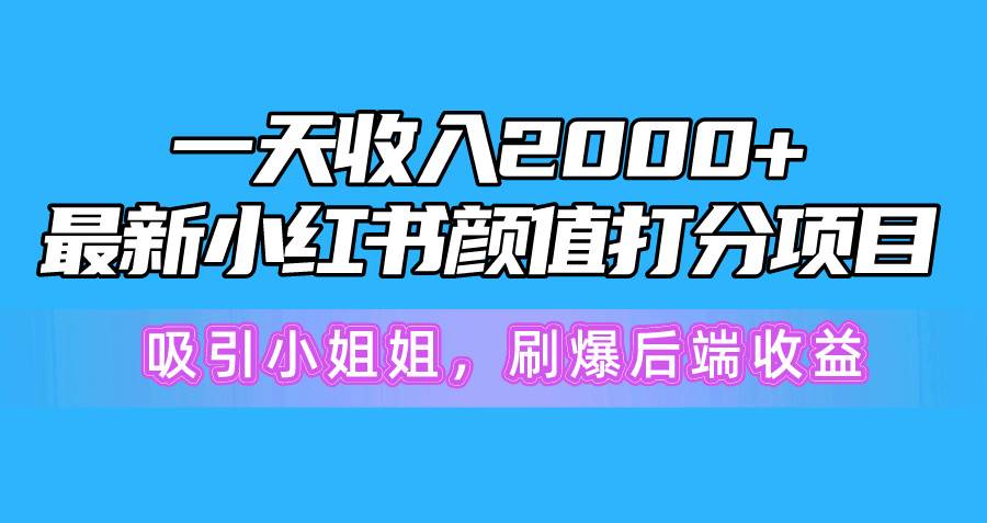 一天收入2000+，最新小红书颜值打分项目，吸引小姐姐，刷爆后端收益-瑞创网